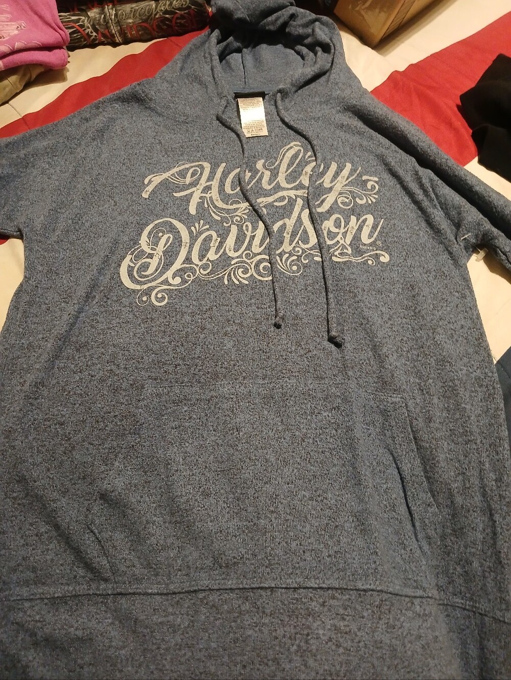 Harley-Davidson Heather Blue Pullover Hoodie with Script Logo